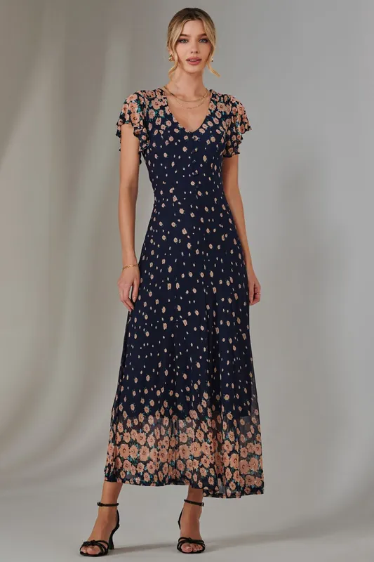 Gina Mirrored Print Mesh Maxi Dress - Jolie Moi