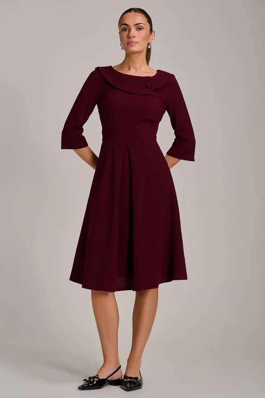 Fold Collar Button Detail Dress - Jolie Moi
