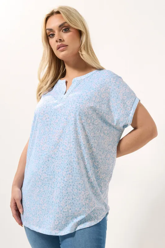 Floral Burnout Notch Neck Top - Yours