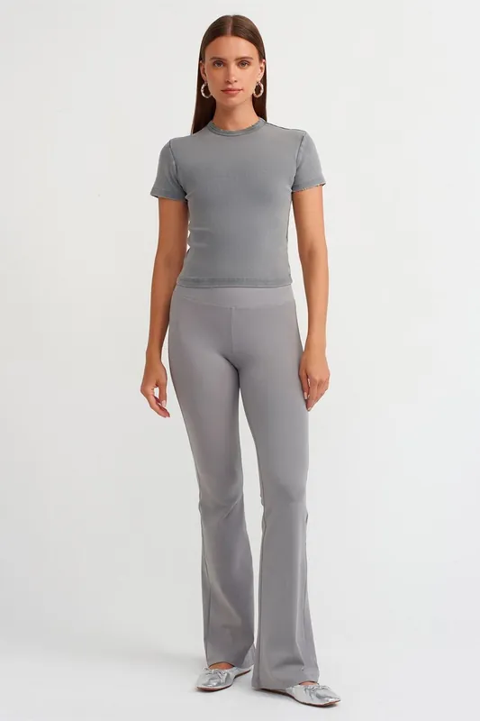 Women's High-Waist Ribbed Flare Pants