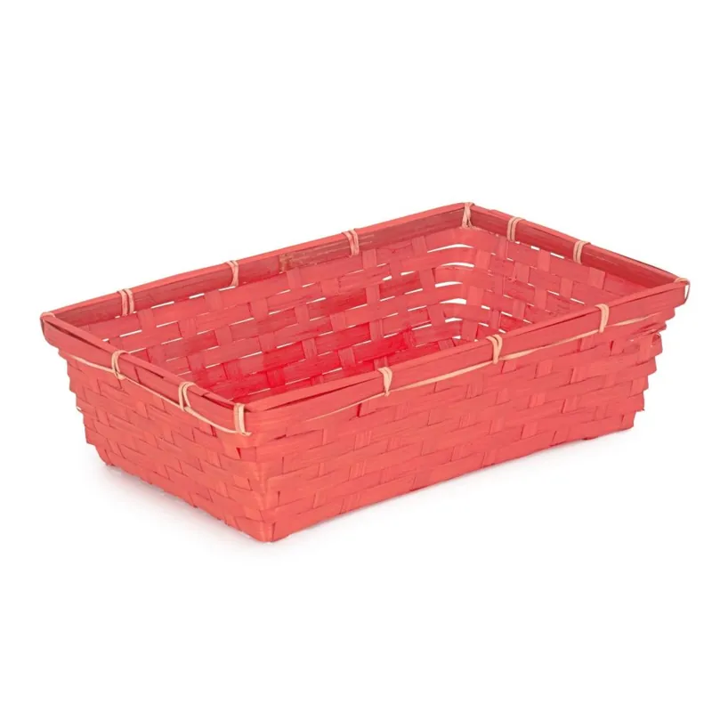 Small Red Painted Bamboo Serving Tray - Red Hamper