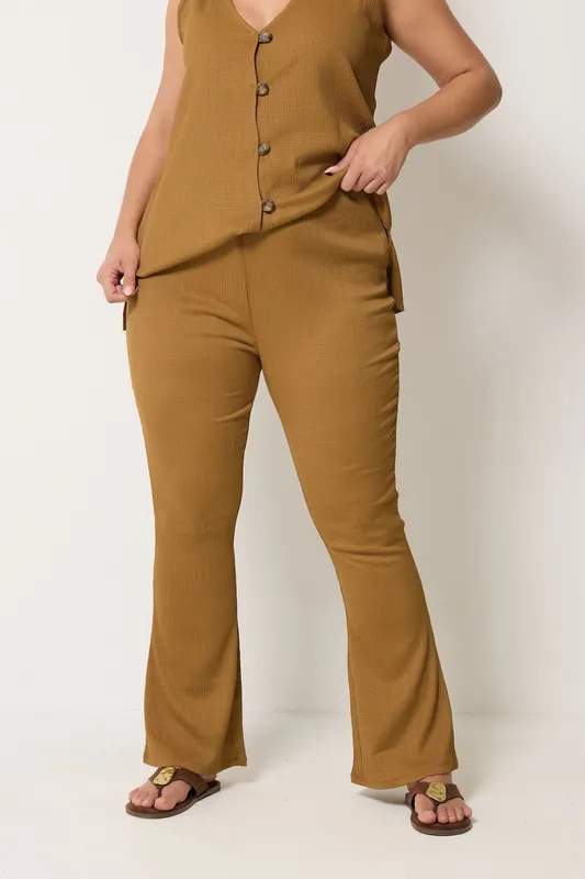 Textured Wide Leg Trousers - Yours