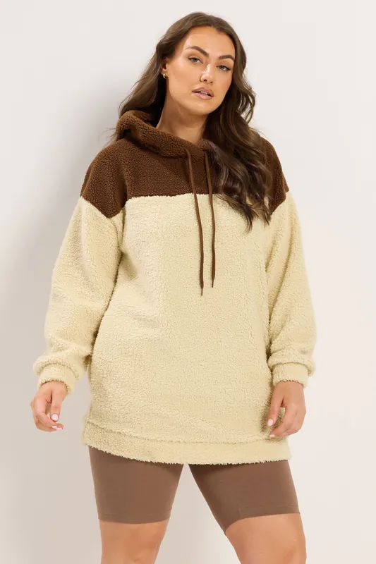 Colourblock Teddy Fleece Hoodie - Yours