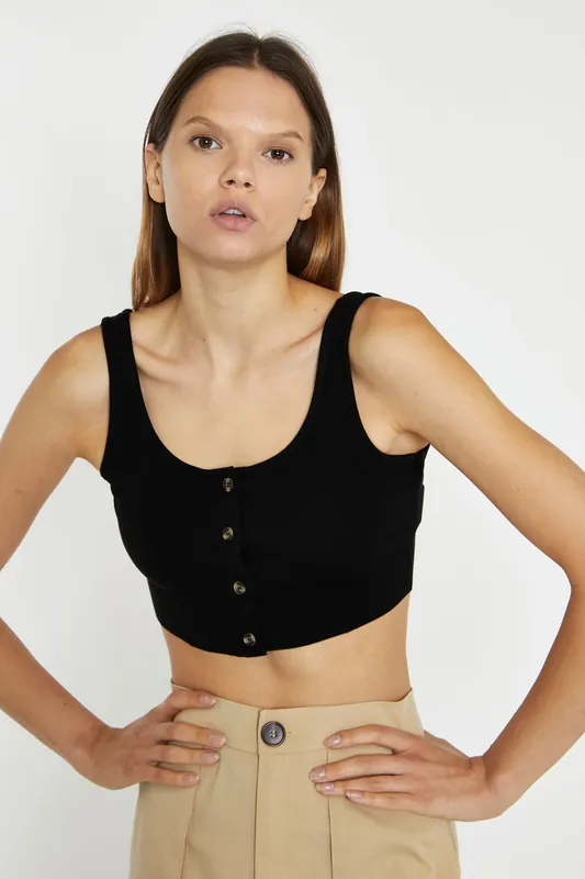 Crop Button Through Vest Top - Shnoo