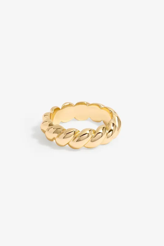 Gold Plated Polished Twisted Ring - Jon Richard