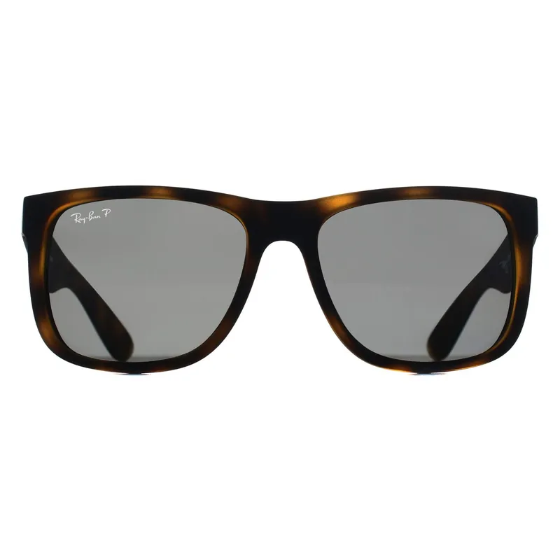 Rectangle Matte Havana Dark Grey Polarized RB4165 Justin - Ray-Ban