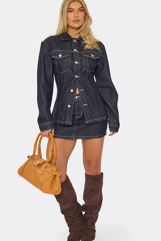 Button Denim Mini Skirt - EGO