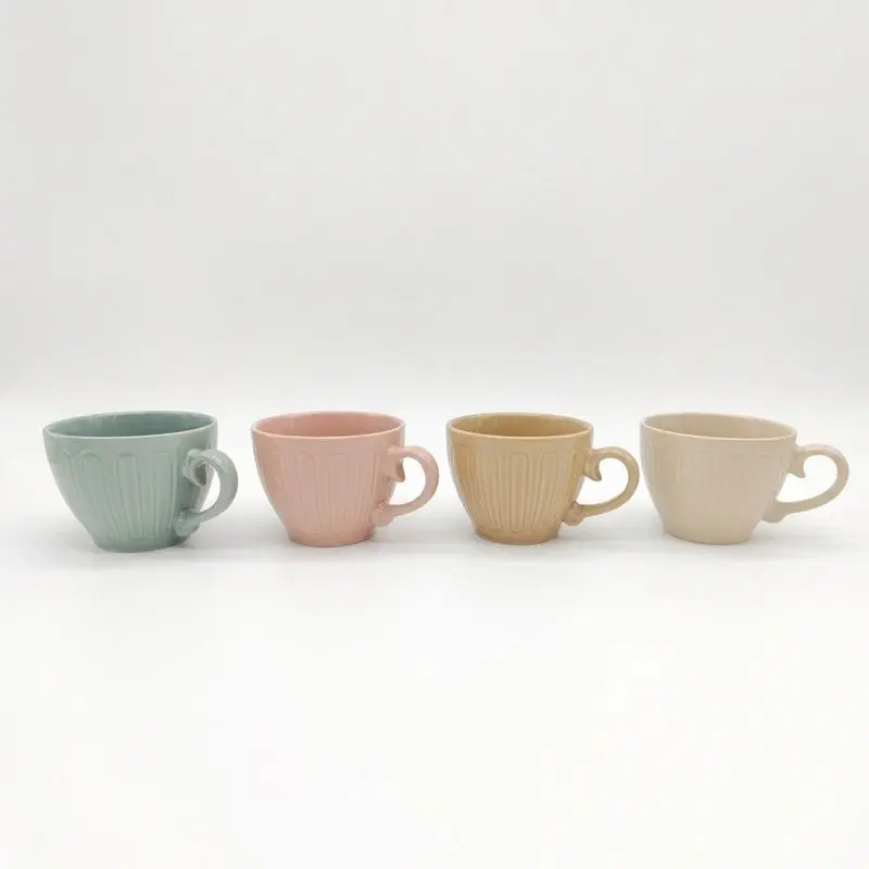 Ceramic Coffee Mugs 4ps 15oz Large Tea Cups Assorted Colours Scrolled - Glim & Glam