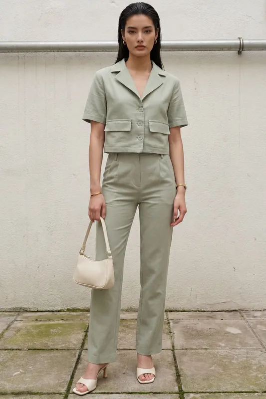 Shirt with Pocket Detail & Pants Two-Piece Set
