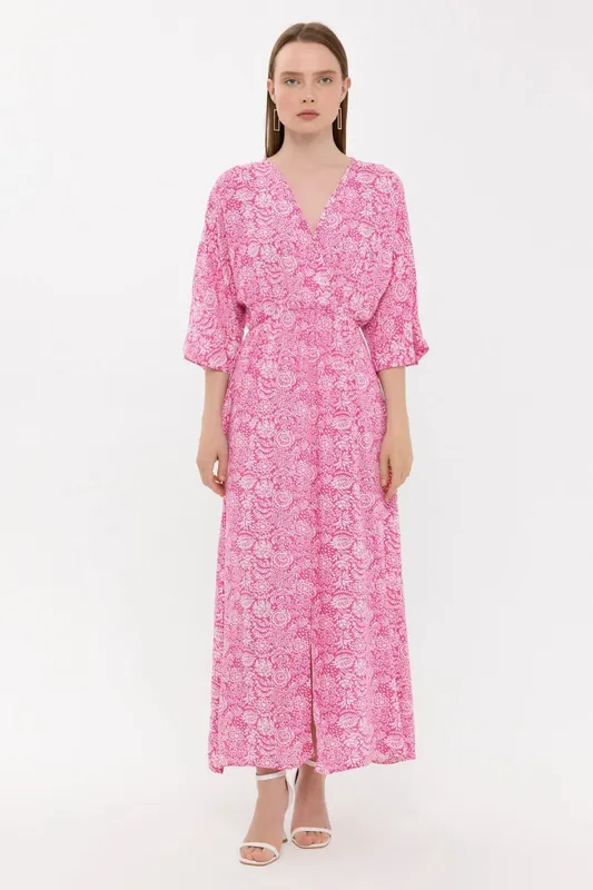 Floral Surplice Neck Maxi Dress - Hiccup