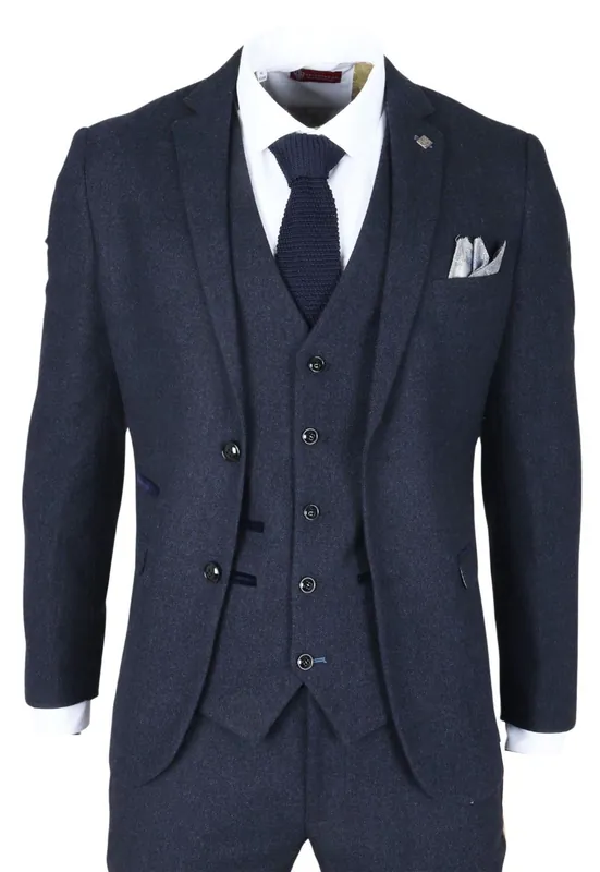 Men's Wool Blend Tweed Formal Suit - Infinity Leather