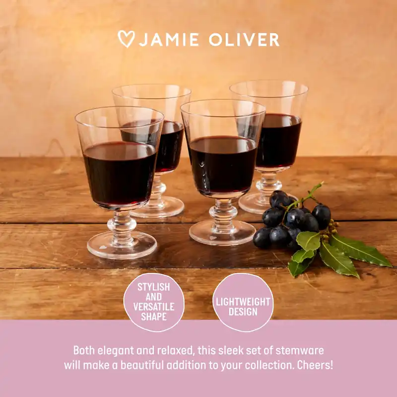 Big Love Winning Wine Glasses, Set of 4, 270ml, Dishwasher Safe - Jamie Oliver