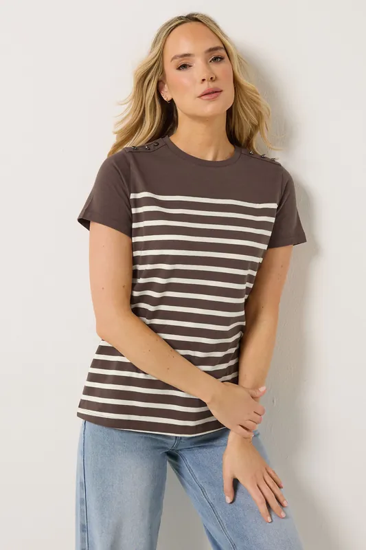 Tall Stripe Button T-Shirt
