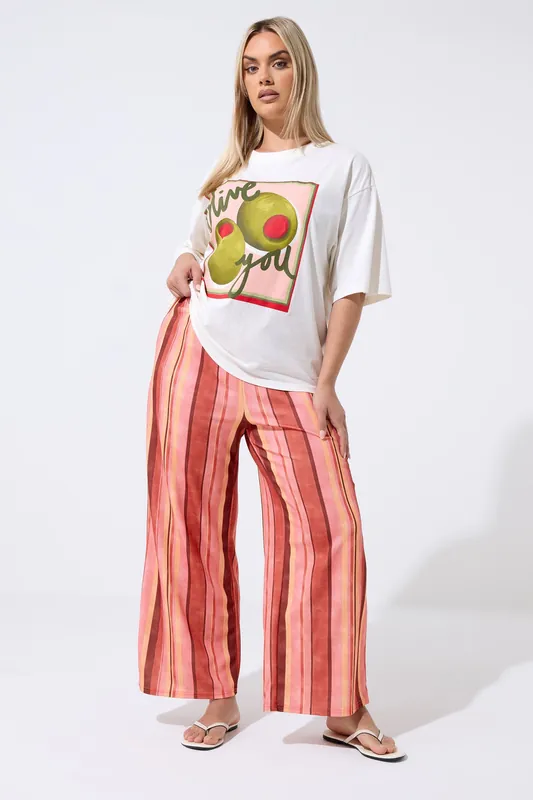 Striped Wide Leg Trousers - Yours