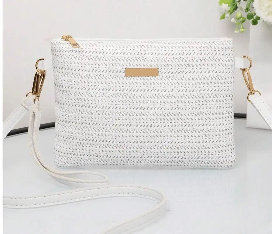 Shoulder Cross Body Straw Holiday Clutch Bag - AJVANI