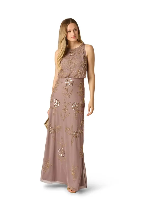 Halter Blouson Bead Dress - Adrianna Papell