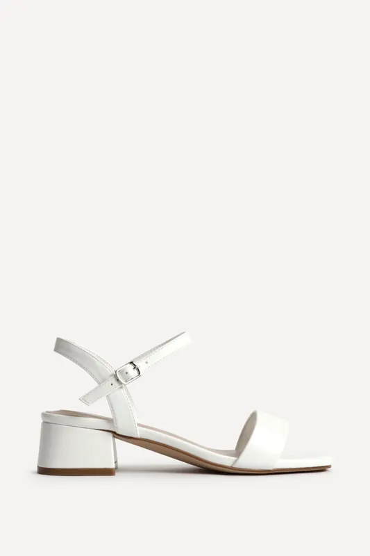 Carlie Wide Fit White Faux Leather Low Heels - Linzi