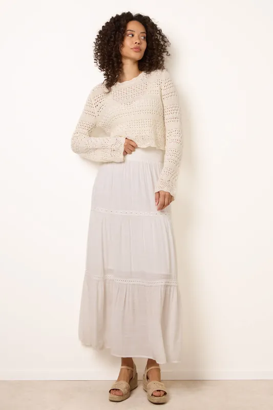 Ivory Mix Crochet Maxi Skirt - Blue Vanilla