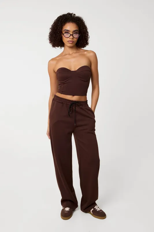 Brown Bustier Jersey Zip Back - Pink Vanilla