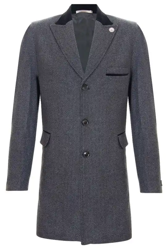 3/4 Long Overcoat Jacket Herringbone Tweed Coat Peaky Blinder - Infinity Leather