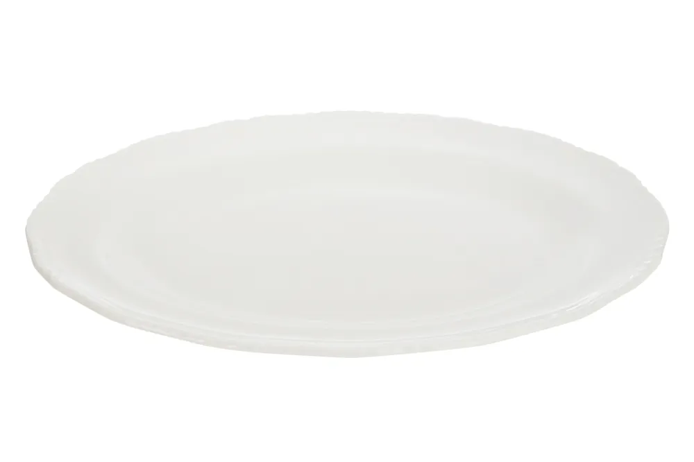Reliable Embossed White Platter, Subtle Embossed Detailed Dinner Platter For Kitchen, Everyday Use Platter - Orsina