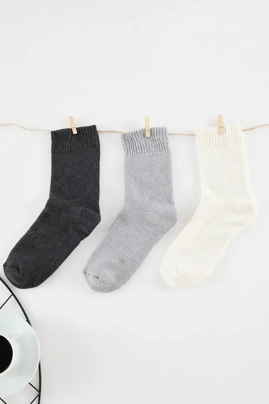3 Pack Cotton Terry Knit Crew Socks - WOVCOR