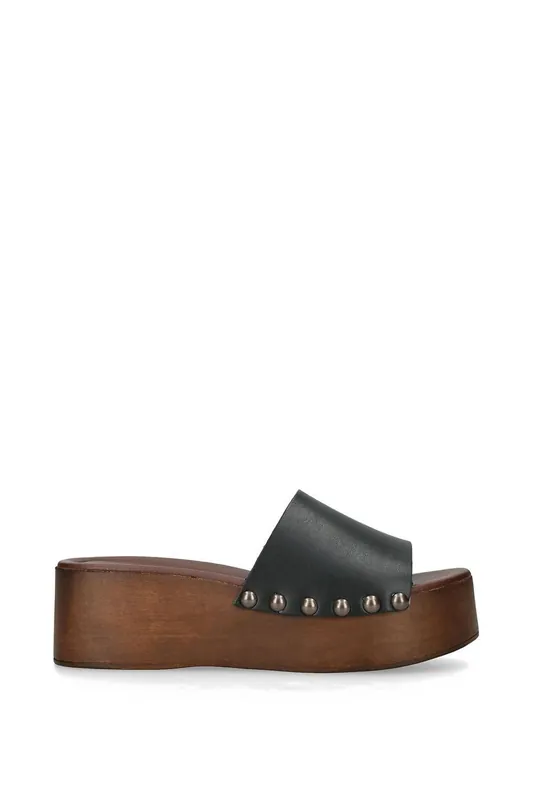 Conga Black' Leather Sandals - STEVE MADDEN