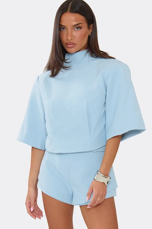 Short Sleeve Open Back Crop Top - EGO