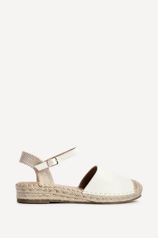 Neroli White Closed Toe Espadrille Sandals - Linzi