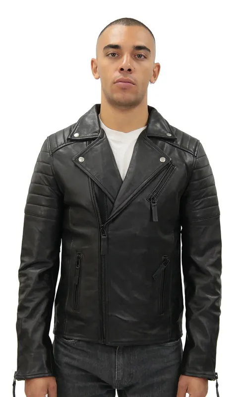Brando Double Cross Zip Leather Biker Jacket-Casablanca
