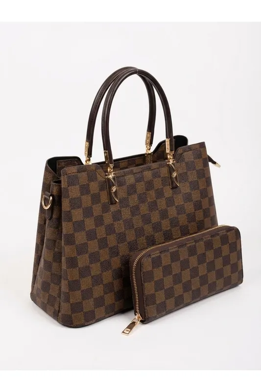Grace Checkered Bag & Wallet Set - IKRUSH
