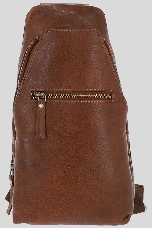 Real Leather Three Pocket Sling Bag - Ashwood Leather