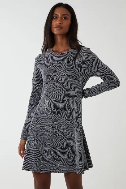 Swing Metallic Mini Dress - Blue Vanilla