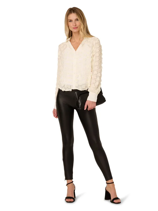 3D Flower Woven Blouse - Adrianna Papell