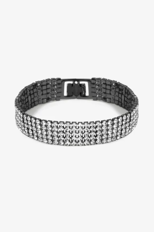 Hematite And Crystal Multi Row Bracelet - Jon Richard
