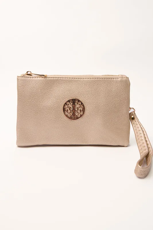 Detailed Zip Up Purse With Detachable Strap - Blue Vanilla