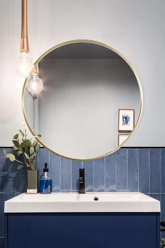 60cm Nordic Round Framed Wall Hanging Mirror - H&O Direct