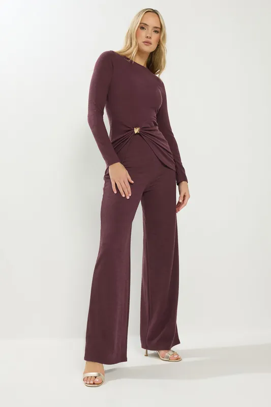Tall Textured Wide Leg Trousers - Long Tall Sally