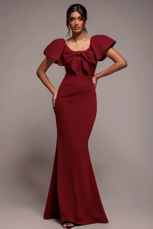 Cape Sleeve Detail Front Tie Maxi Dress - Goddiva