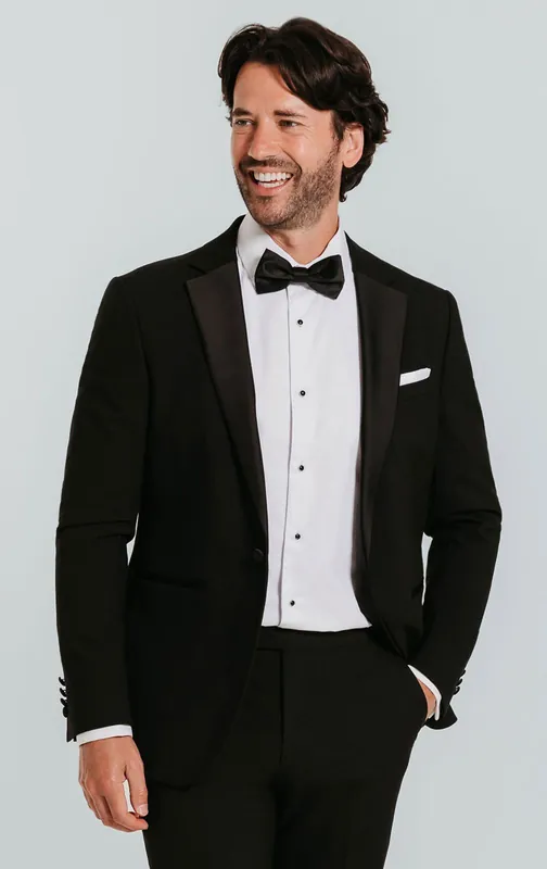 Black Slim Fit Notch Lapel Tuxedo Jacket - Dobell