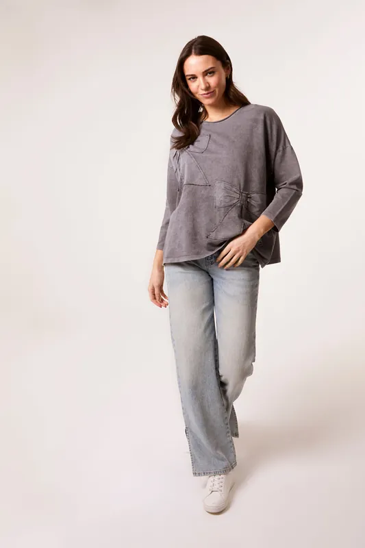 Grey Bow Sweatshirt - Blue Vanilla