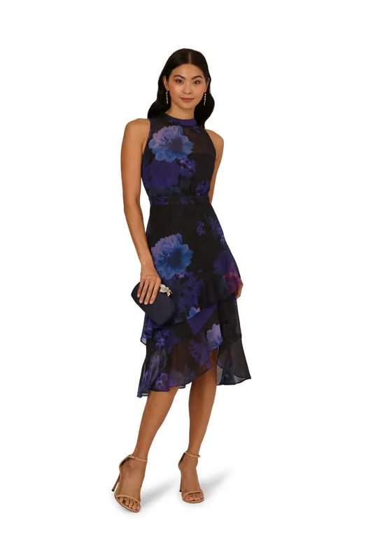 Halter Glitter Midi Dress - Adrianna Papell
