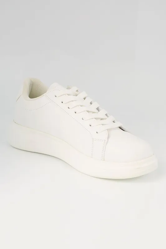Faux Leather Chunky Sole Lace Up Trainer - Brave Soul