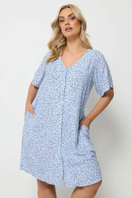 Floral Button Through Tunic Dress - Yours