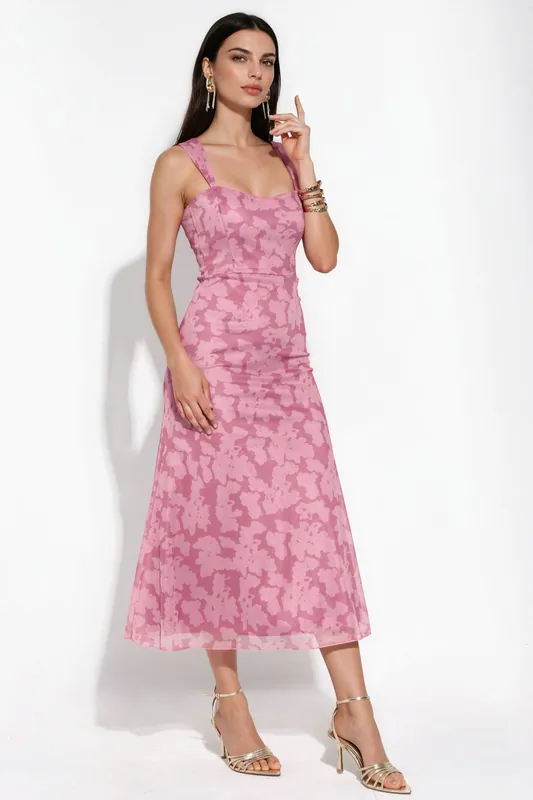Patterned Maxi Dress with Heart Collar - Hiccup