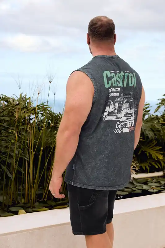 Acid Wash Castrol Graphic Vest - BadRhino