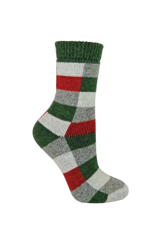 1 Pack Checkered Patterned Wool Blend Socks - Sock Snob