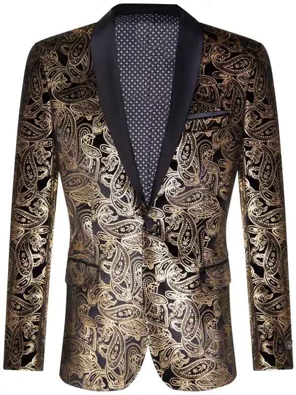 Classic Paisley Velvet Tuxedo Dinner Jacket TailoFit Blazer - Infinity Leather