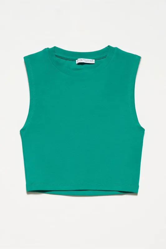 Sleeveless Crop Top In Cotton Jersey - Dilvin