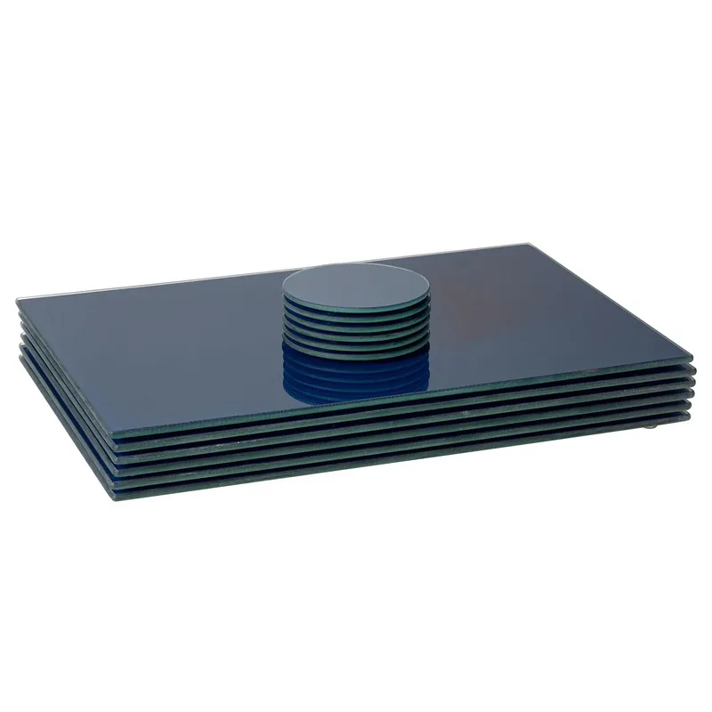 12pc Glass Placemats & Round Coasters Set - 40 x 30cm Protection Mats